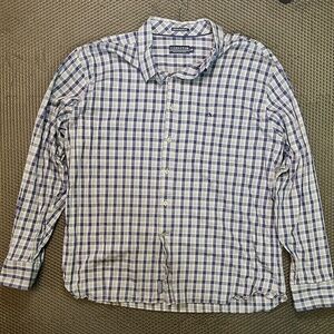 Fish Hippie Blue and Gray Casual Button Down Shirt with Plaid Pattern